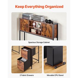 Scrivania da Gaming a L Reversibile da 62,2 Pollici con Luci LED, Supporto CPU e Prese di Corrente, Scrivania per Computer Mobile con Spazio di Archiviazione - Product Image 6