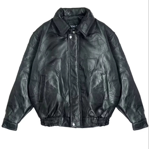 Men's 2026 Retro Leather Garment Dyed Breathable Jacket New Style Hip Hop Biker Coat Waterproof Eco-Friendly Windproof XS Front - Product Image 1