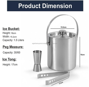 Cubo de Hielo Premium para Bar, Doble Pared de Acero Inoxidable – Incluye Tong en Forma de V, Proveedores de Pedidos OEM de la India - Product Image 2