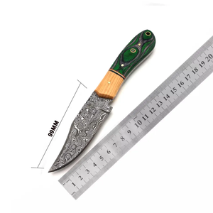 Cuchillo de Caza y Camping Multifuncional de Acero Damasco con Alto Contenido de Carbono, Hoja Recta, Espiga Completa y Mango de Madera Pakka - Product Image 2
