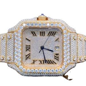 Montre de luxe carrée de style Hip Hop pour hommes de haute qualité VVS Moissanite diamant automatique classique chiffre romain - Product Image 1