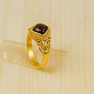 Bague carrée en grenat rouge naturel, argent sterling 925, plaqué or rose et or jaune, filigrane orné, faite à la main, style vintage, pour femme - Product Image 3