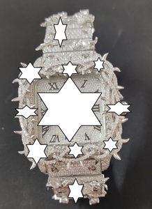 Nouvelle Montre Unisexe de Luxe Faite à la Main en Acier Inoxydable, Boîtier Carré Mécanique, Fermoir à Bouton-Poussoir, Diamant Moissanite, Iced Bust - Product Image 2