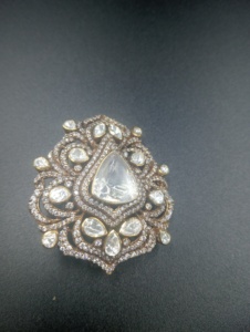 Brooch With polki stone in <b>gold</b> plated in silver 925 jewelry for Women and men Party brooch unisexual brooch handmade jewelry - Product Image 4