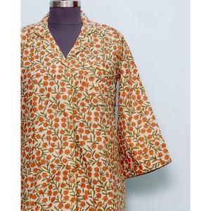 Chemise Kimono Bohème Mi-Longue pour Femme Indienne, en Coton Élégant, Vêtement de Nuit avec Ceinture à Nouer et Boutons Décoratifs, Coupe Ample et Confortable - Product Image 2