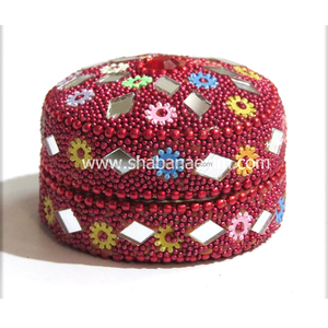 Boîte à bibelots indienne à paillettes faites à la main Boîtes portables Cadeau de mariage Faveur Meilleure qualité Boîte à bibelots perlés Cadeau souvenir - Product Image 4