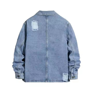 เสื้อแจ็คเก็ตยีนส์ผู้ชายขายส่ง แบบลำลอง สีพื้น กระดุมแถวเดียว ทรงเข้ารูป ผ้าฝ้าย เสื้อนอกคุณภาพสูง แฟชั่นสุดหรู - Product Image 2