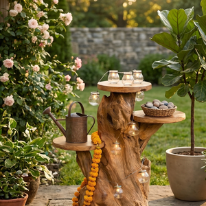 ARTERRA Premium Organic Teak Root Rustic Display Stand Handcrafted Solid Wood <b>Indoor</b>/Outdoor Home <b>Decor</b> - Product Image 5