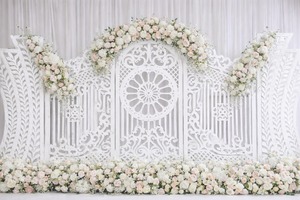 Western Wedding Stage Decor FRP <b>Frames</b>/Panels English Wedding Reception Stage Fiber Panels White Theme Wedding Stage <b>Backdrop</b> UK - Product Image 2