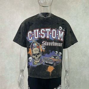 Camiseta Personalizada 100% Algodón con Estampado DTG, Corte Holgado y Extra Grande, Estilo Vintage Desgastado con Acabado Ácido y Bajo sin Rematar para Hombre - Product Image 6