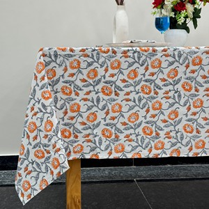 Handmade Floral Block Print Cotton <b>Tablecloth</b> Modern Customized Color Custom Sizes Christmas French Dining Table Elegant Table - Product Image 1