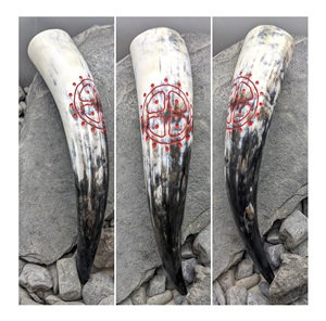 Customized Logo Viking Drinking Horns Stand Animal Style Buffalo Horns Carved Religious Technique Manufactured - Product Image 2