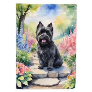 Cairn Terrier Spring Path Garden Flag Buzón multicolor Cartel decorativo de patio para ilustraciones de patio Diseño de camas florales para patio - Product Image 1