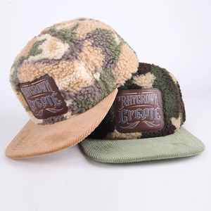 Unisex Wool <b>Snapback</b> <b>Cap</b> 6-Panel Embroidered Letter A Fleece Flat Brim Winter Casual Hat Adult 58-60CM - Product Image 1