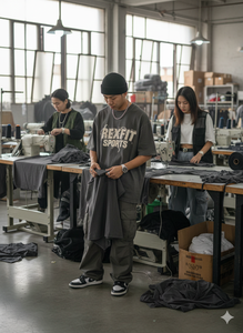 Camisetas Personalizadas para Hombre con Bordado Desgastado, Camisetas Extra Grandes con Hombros Caídos y Efecto Desgastado por el Sol - Product Image 3