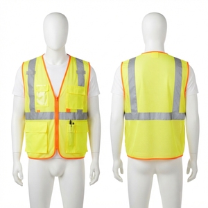 Chaleco de Seguridad de Malla de Poliéster Unisex con Certificación CE Premium, 120 GSM, Cinta Reflectante Amarilla de Alta Visibilidad, Bolsillos Utilitarios, Personalizable - Product Image 1