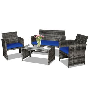 Set di Mobili da Giardino in Rattan e Legno di Teak con Tavolo in Vetro e Divanetto per Giardino, Cortile, Hotel, Parco - Product Image 6