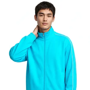 Chaqueta Deportiva Azul Cian para Hombre, con Cierre Completo, Cuello Alto, Ligera, para Entrenamiento, Diseño Personalizado, Fabricación OEM - Product Image 4