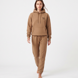 Conjunto de Sudadera con Capucha y Pantalones Deportivos para Mujer, Color Sólido, Ropa Deportiva Informal, Ropa Deportiva Activa, Ropa Deportiva al por Mayor - Product Image 3