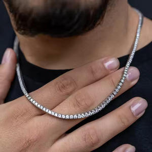 Collier tennis de luxe en moissanite, argent sterling 925, aspect diamant VVS, chaîne à maillons, unisexe, hip hop, cadeau de mariage, bijoux - Product Image 2