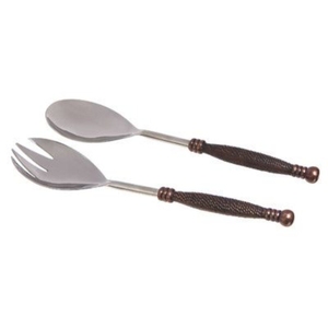 Service de salade en métal plaqué or de qualité supérieure avec poignées en jute tressé et rotin, ensemble de service artisanal pour la table, au prix le plus bas - Product Image 4