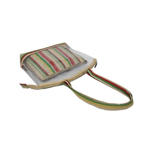 Sac cosmétique transparent en PVC à imprimé rayé, sac messager de style bohème pour femmes XL, sac de toilette en tissu de jute laminé PP, trousse de maquillage - Product Image 6