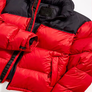 Retro-style Black <b>Red</b> Men's Puffer <b>Jacket</b> High Quality Made Stand Collar 100% Polyester Fiber Filling <b>Waterproof</b> Windproof - Product Image 3