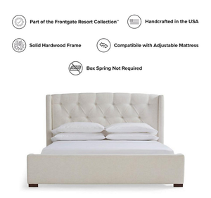 Colección Frontgate Resort, Estructura de Cama Tapizada de Lujo, Cabecera Acolchada, Madera de Caoba Sólida, Diseño Moderno y Minimalista para Apartamento - Product Image 2