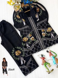 Hermoso Conjunto de 2 Piezas (Top y Pantalón) de Seda Romana Elástica de Alta Calidad para Mujer, para Bodas y Fiestas, con Forro de Crepé - Product Image 4