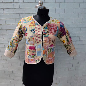 Chaqueta Acolchada de Algodón 100% con Diseño de Rayas en Patchwork, Unisex, Hecha a Mano, Cosida a Mano, Ecológica, Transpirable, de Secado Rápido, para Todas las Temporadas - Product Image 1
