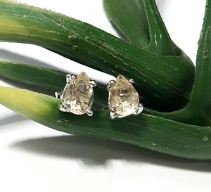 Natural Citrine Stud <b>Earrings</b> Solid 925 <b>Sterling</b> <b>Silver</b> Minimalist Prong <b>Set</b> Gemstone Jewelry for Wedding Gift - Product Image 2
