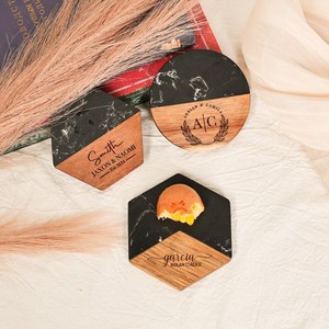 Ensemble de sous-verres en marbre et bois NEHA ENTERPRISES, porte-boissons luxueux fait main pour le bureau et la salle à manger - Product Image 3