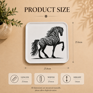 Bandeja de Servicio con Diseño de Caballo Contemporáneo, Resistente a los Arañazos, Cuadrada, Elegante, para Servir Comida, Té, Café, Bocadillos, Decorativa - Product Image 2