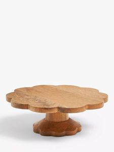 Trending Wooden Ribbed Pedestal Cake Stand Round Tray for Kitchen Table Home Dessert Display Wooden ribbed pedestal - Product Image 3