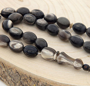 Chapelet islamique artisanal en corne de buffle naturelle, perles de prière imitation antique 33/100, Misbaha traditionnel - Product Image 4