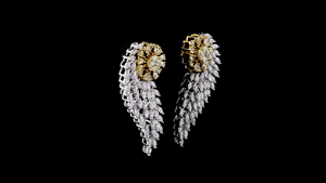 Boucles d'oreilles pendantes en diamant de laboratoire - Boucles d'oreilles pendantes en forme de grappe florale bicolore, style cascade marquise, plaqué or 14 carats, rhodié, certifiées IGI - Product Image 2
