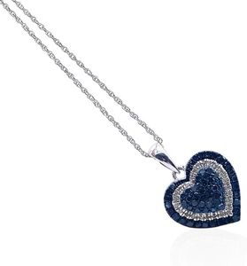 JEWELSPAARK 1.24 Cttw White Blue Natural Diamond <b>Heart</b>-<b>Shaped</b> Pendant Necklace for Women 925 Sterling Silver Rhodium Plated - Product Image 2