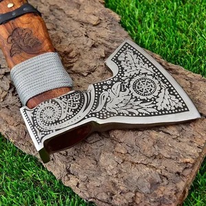 Tomahawks en acier Damas de haute qualité de Steel Craft International, manche en bois de frêne de qualité industrielle, design Damas populaire - Product Image 5