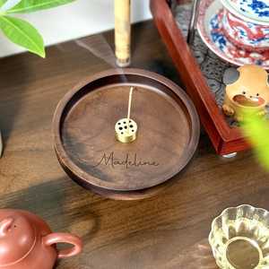 Plateau porte-encens de luxe en bois d'acacia, fait main, écologique, accessoire de parfum d'intérieur pour les intérieurs modernes, utilisation toute saison - Product Image 5