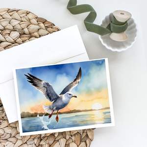 Whimsical Gull Flying Low A7 Tamaño 5x7 Tarjetas de notas en blanco Paquete de 8 Incluye sobres para saludos y notas - Product Image 2