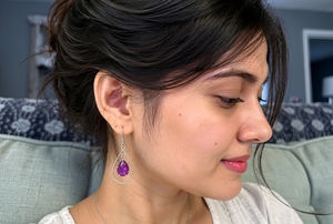 Amethyst Sterling Silver Teardrop <b>Earrings</b>, Pear Cut Amethyst Dangle <b>Earrings</b>, 925 Silver Gemstone <b>Earrings</b>, February Birthstone - Product Image 1