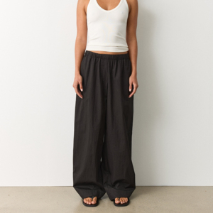 Pantalones Anchos de Cintura Alta para Mujer, 100% Algodón, Elásticos, de Color Sólido, Largos, Casuales, para Otoño, de Alta Calidad, Teñidos Digitalmente - Product Image 3