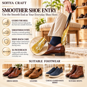 SOFIYA CRAFT Buffalo Horn Natural Shape Long Handle Shoe Horn <b>Back</b> <b>Scratcher</b> Handmade Real Touch 2-in-1 Wedding Gift Men Uttar - Product Image 5
