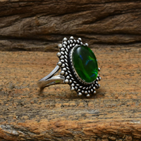 Bague en opale triple australienne en argent sterling 925, bijoux en opale de feu faits à la main, bague statement en opale colorée pour femmes