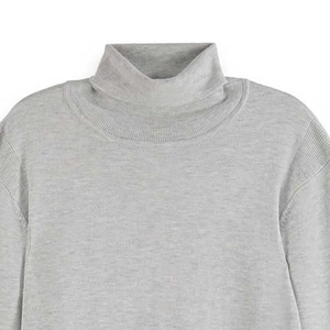 Suéter de punto gris para hombre, cuello alto, minimalista, manga larga, puños acanalados, sin forro - Product Image 4
