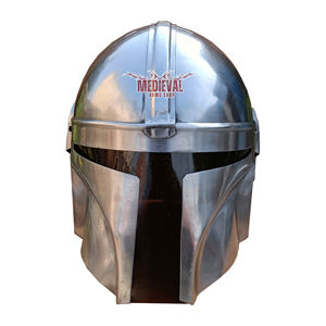 Casco Mandaloriano Medieval de Acero Suave, Casco Completo para Cosplay de Guerrero, Hecho a Mano, Coleccionable, para Disfraces y Exhibición - Product Image 1