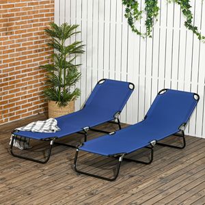 Set di 2 Sdraio Pieghevoli da Piscina con Schienale Reclinabile a 5 Livelli, Lettini Prendisole da Esterno con Telaio in Acciaio per Spiaggia e Giardino - Product Image 2