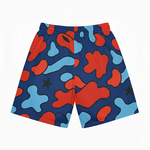 กางเกงขาสั้นผู้ชายผ้าถักระบายอากาศ แห้งเร็ว 5 นิ้ว โลโก้ด้านหน้า สไตล์ไฮสตรีท เอวยางยืด พิมพ์ลายซับลิเมชั่น สำหรับออกกำลังกาย - Product Image 2