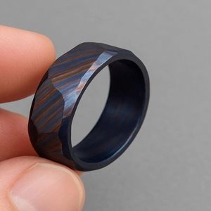 Anillo de Acero Inoxidable Timascus Hecho a Mano con Patrón Profundo, Forma Estética, Duradero, Estilo Vintage, para Él y Ella. - Product Image 2