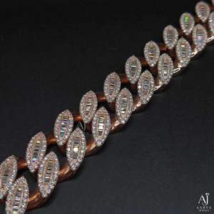 Rose Gold Plated 925 Silver Moissanite Cuban Link Necklace Hiphop Wedding Style Oval Claw Set <b>Iced</b> <b>Out</b> <b>Chain</b> Jewelry - Product Image 2